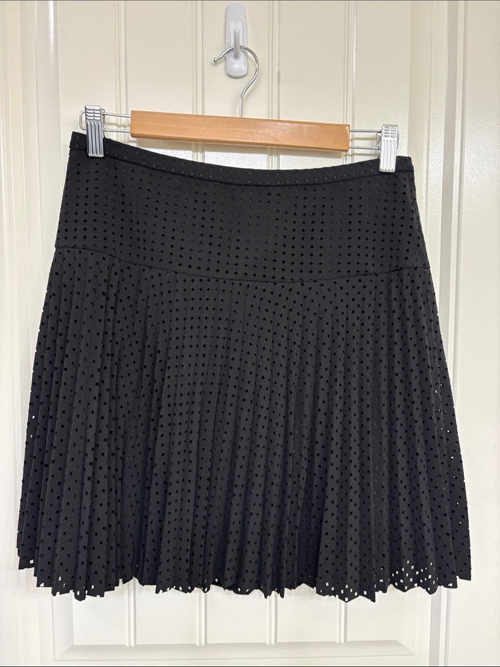 J. Crew Black Eyelet Pleated Skirt